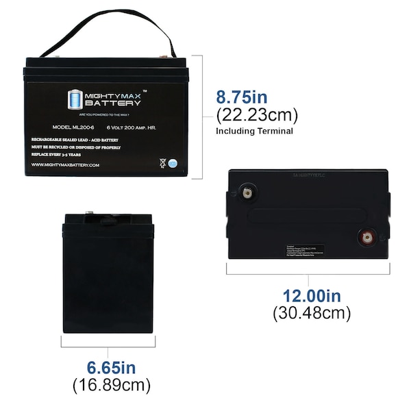 6V 200AH SLA Battery Replacement For UPG UB62000